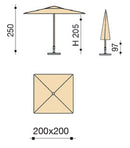 Ombrellone da Giardino 2x2 m Palo Ø38 mm in Alluminio Effetto Legno Tessuto Olefin Trend Wood Terracotta