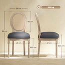 Set 2 Sedie Sala da Pranzo 49x56x96 cm con Schienale in Rattan Traforato Gambe in Legno in Tessuto Effetto Lino Grigio      
