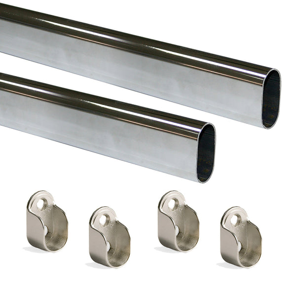 2er Set Emuca Kleiderstangen aus verchromtem Stahl für Kleiderschränke oval 95 cm acquista