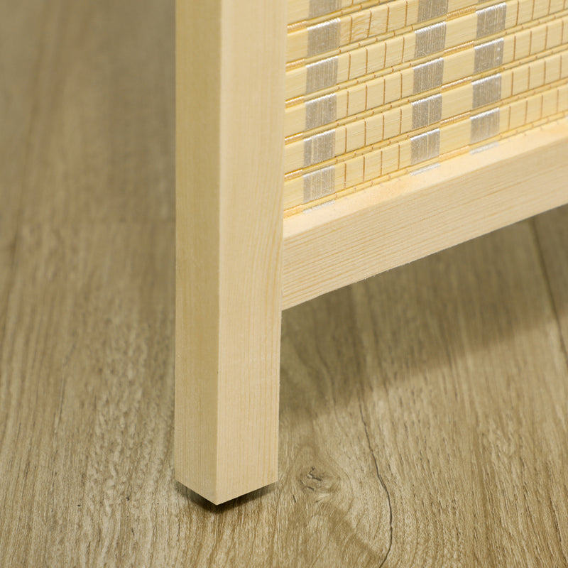 Paravento Separè 4 Pannelli H180 cm in Legno e Bambù Naturale