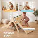 Gioco da Arrampicata per Bambini 18-48 Mesi con Triangolo e Pannello Scivolo ed Arrampicata in Legno di Pino Multicolore      