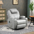 Poltrona Relax Massaggiante e Reclinabile 89x99x106 cm con Telecomando in Pelle PU Grigio