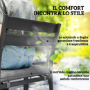 Set da Giardino con Tavolo Allungabile e 6 Sedie Impilabili con Cuscini Grigio     