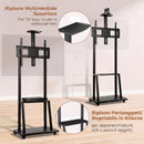 Carrello Porta TV 32-75 Pollici 70x43x139,5-192 cm con Altezza Regolabile Ruote e Ripiano in Metallo Nero      