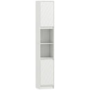Mobile Colonna Bagno Salvaspazio 30x24x170 cm con 2 Armadietti e Ripiani in MDF e Truciolato Bianco      