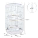 Voliera Gabbia per Uccelli 46,5x35,5x92 cm in Metallo e Plastica Bianco