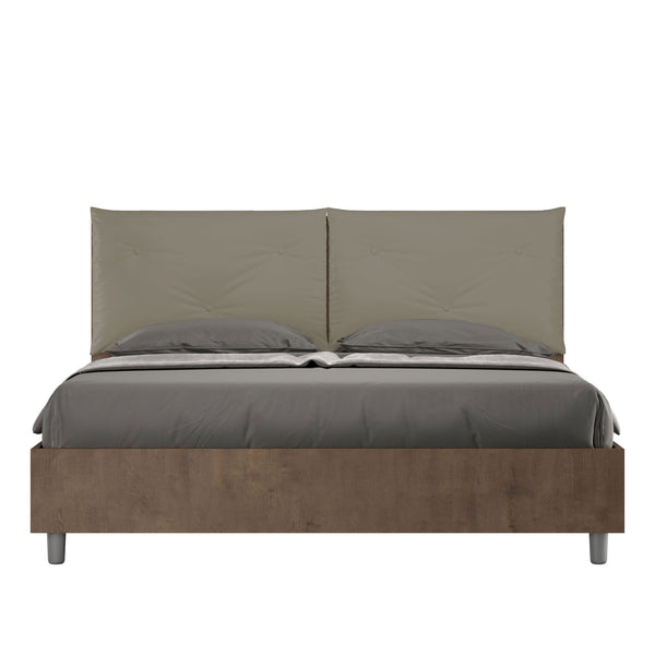 Letto Matrimoniale con Alzata Comoda Struttura Noce con Cuscini in Similpelle Appia Cappuccino Varie Misure online