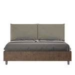 Letto Matrimoniale con Alzata Comoda Struttura Noce con Cuscini in Similpelle Appia Cappuccino Varie Misure