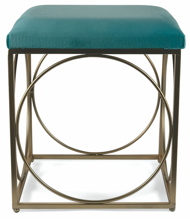 Sgabello Quadrato 40x40x46 cm in Ferro e Velluto Soriani Verde Tiffany