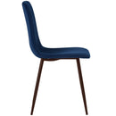 Set 4 Sedie per Sala da Pranzo in Velluto Blu con Gambe Nere Seduta Ergonomica