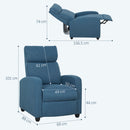 Poltrona Relax Reclinabile Manualmente 69x88x101 cm in Tessuto Effetto Lino Blu  