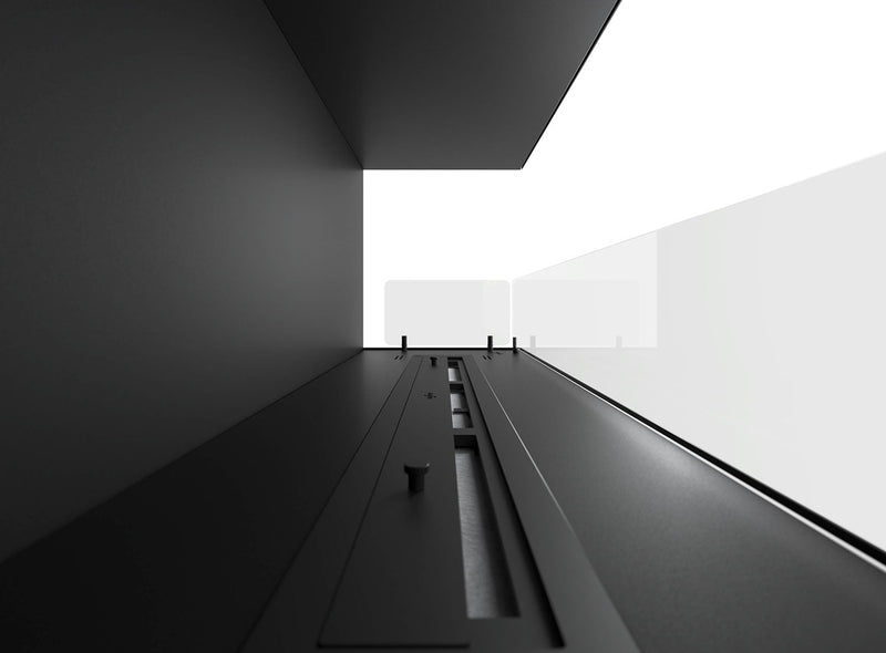 Camino a Bioetanolo da Incasso 110x45 cm Inside P1100 V2 Angolo a Destra Nero con Vetro