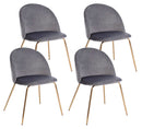 Set 4 Sedie 49x55x77h cm Tanya Velluto Grigio Scuro 