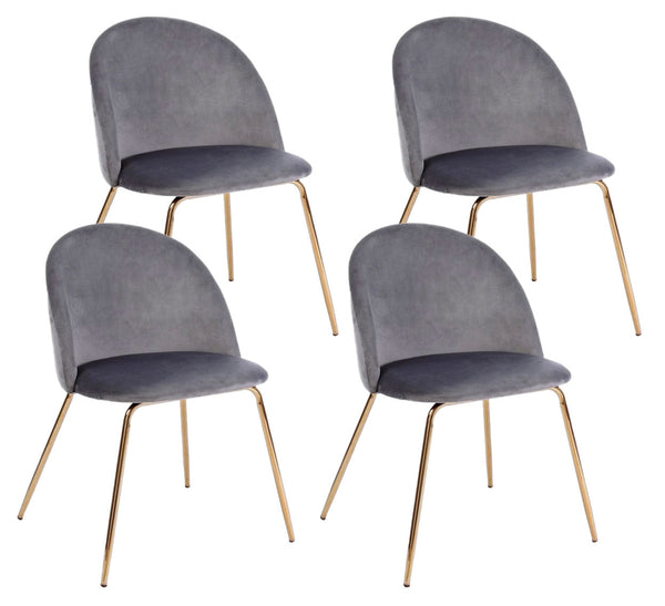 online Set 4 Sedie 49x55x77h cm Tanya Velluto Grigio Scuro