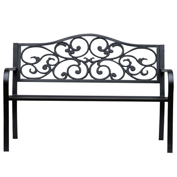 Panchina da Giardino 2 Posti con Schienale Decorato 127x60x89 cm in Ghisa e Metallo Nero sconto