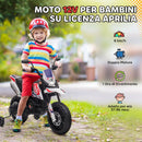 Moto Elettrica per Bambini 3+ Anni con 12V Doppi Motori e Rotelle Rimovibili Capacità 30kg Bianco      