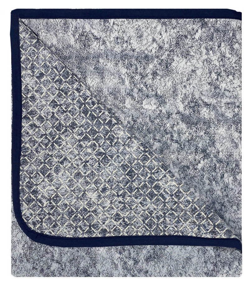 Copridivano con Penisola Destra in Poliestere e Cotone Blu Scuro Varie Misure