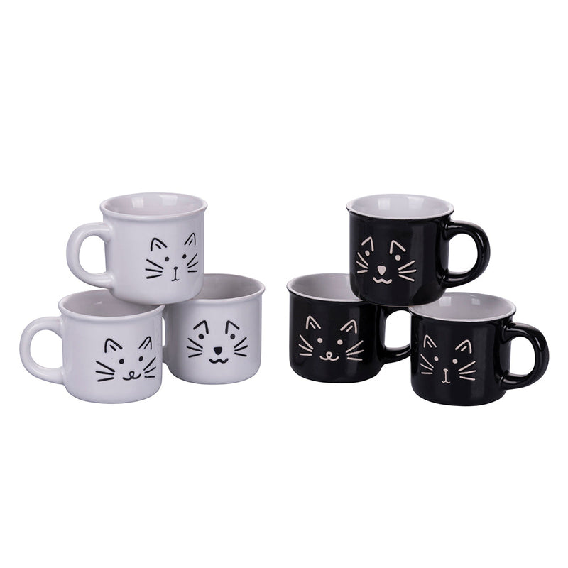 Set 6 Tazzine da Caffè Ø6,4x5,5 cm in Gres VdE Tivoli 1996 Love Cat