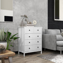 Cassettiera 5 Cassetti 74x40x91 cm in Legno  Bianco