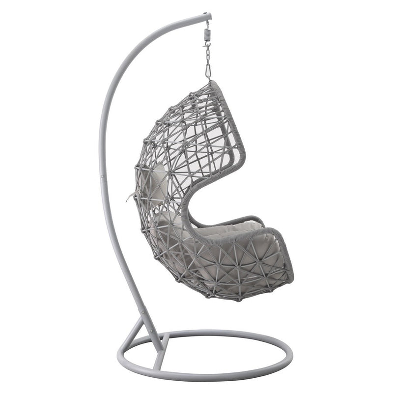 Dondolo Pensile da Giardino con cuscino Ø105x186 cm con intreccio di corda grigia