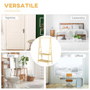 Appendiabiti per Ingresso 2 Scaffali 4 Ganci 100x42x155 cm in Bambù Naturale