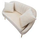 Divano Venice Crema 136x66x78 cm in Legno Spugna e Poliestere e Metallo Oro
