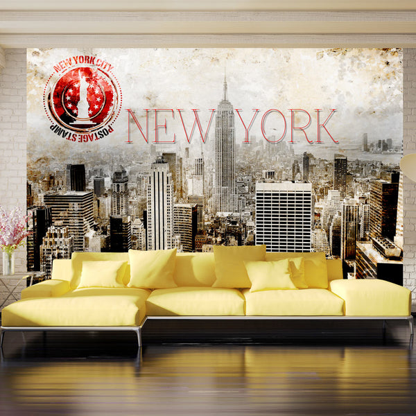 acquista Fototapete - New York - Post Age Stamp Erroi Wallpaper