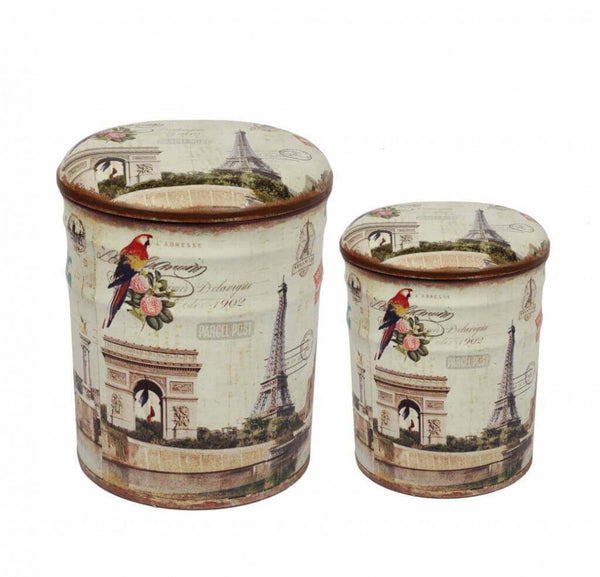 prezzo Set mit 2 runden Ottomanen mit Aufbewahrung in Paris MDF