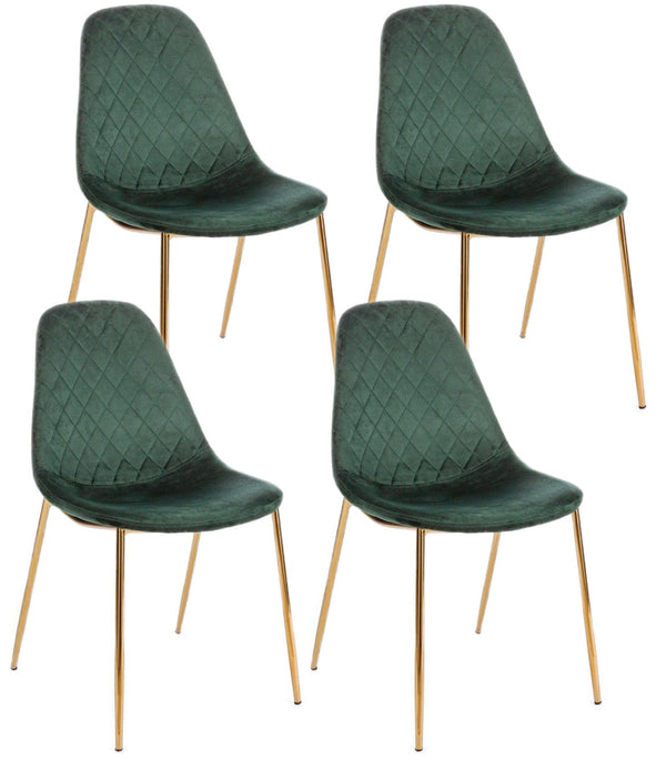 Set 4 Sedie Imbottite 48x55x85 cm Terry in Velluto Verde Scuro acquista