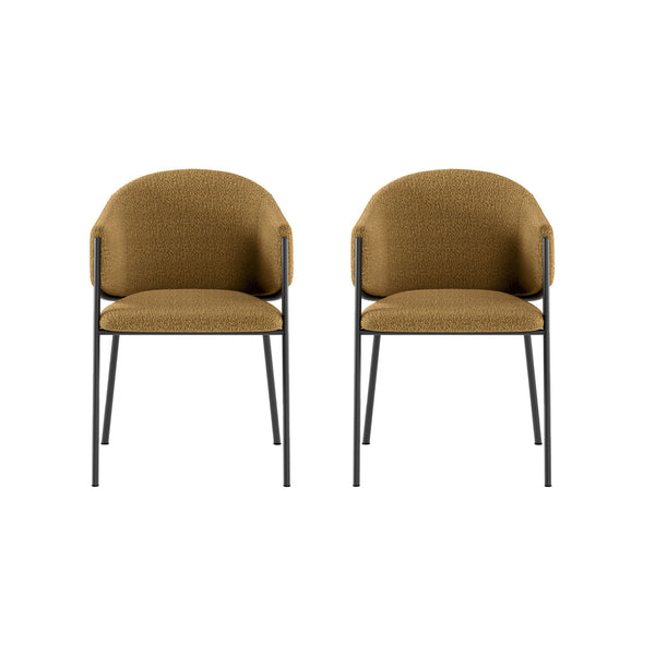 acquista Set 2 Sedie Medea 53x60x78 cm in Tessuto Easy-Clean Bouclé Ocra