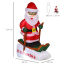 Babbo Natale Gonfiabile 85x45x124 cm su Sci con Luci LED Multicolore