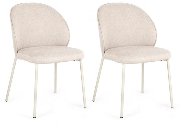 Set 2 Sedie 54x60x83 cm Wendy in Tessuto Beige e Beige prezzo
