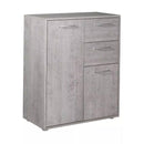 Armadietto Multiuso 3 Ante 2 Cassetti 87,6x35,3x72 cm in Truciolare Nobilitato Cemento