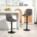 Set 2 Sgabelli da Bar Moderni 43x46,5x89-110A cm con Schienale e Poggiapiedi in Microfibra Grigio      