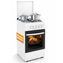 Cucina a Gas 86x50x50 cm Piano Cottura a 4 Fuochi da Esterno con Forno e Coprifuochi Bianco      