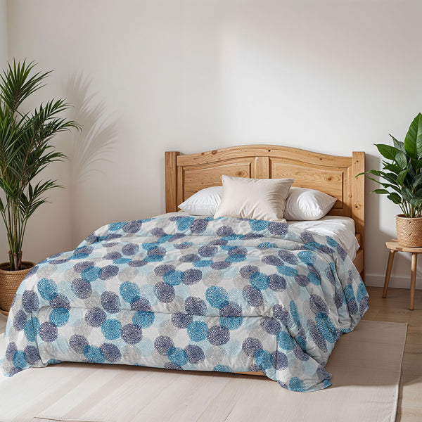 Trapunta Invernale Stampata in Microfibra 200gr Double Face Soffioni Blu Varie Misure prezzo