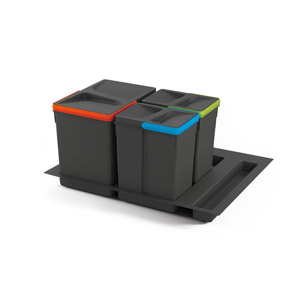 Abfallbehälter Differenziert 3 Behälter für Kommode 60x26,6 cm mit Basis Emuca Anthrazitgrau acquista