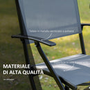 Set Tavolo e 2 Sedie Pieghevoli da Giardino in Vetro Temperato e Metallo Nero