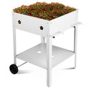 Fioriera Orto Rialzato da Giardino 57x57x80 cm in Metallo con Ruote Bianco