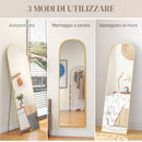 Specchio a Figura Intera da Terra 50x161,5 cm in Lega di Alluminio con Supporto Pieghevole Oro   