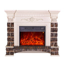 Camino Elettrico da Pavimento 102x120x33 cm Effetto Fiamma 1500W Charlotte Bianco/noce