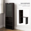 Mobile Libreria con Scrivania Salvaspazio Pieghevole 98x51x153 cm in Legno e MDF Marrone  