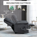 Poltrona Alzapersona Elettrica 85x94,5x103 cm in Tessuto Effetto Lino Grigio