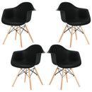 Set 4 Sedie di Design con Braccioli 62,5x44x80 cm Federica Nere