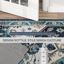 Tappeto Boho Antiscivolo e Lavabile 230x160 cm a Pelo Corto in Effetto Cashmere Blu  