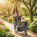 Passeggino per Cani Pieghevole 77x44x102 cm con Portabicchieri e Cestino Grigio Carbone      