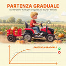 Trattore Elettrico per Bambini 3-8 Anni con Rimorchio Staccabile Telecomando Musica Luci Rosso      