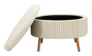 Puff Goteborg Big Ø83x56 cm in MDF e Spugna e Poliestere Bianco      