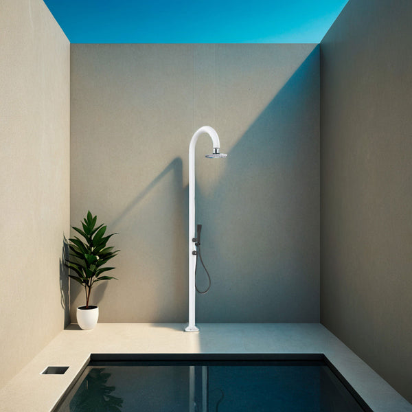 online Doccia da Giardino in Alluminio Soffione I-switch Quadrato con Termometro LCD Sined Luna Alu D Bianco