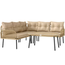 Set Salotto da Giardino 2 Divani Poltrona Angolare e Tavolino in Vetro in Rattan Colore Legno  